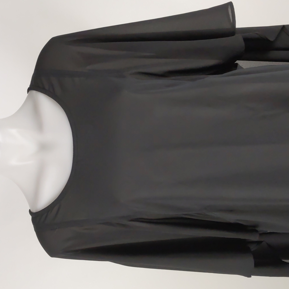 Staple Women's Top Size 10 Black Sheer Cape Tunic Round Neck Kimono Sleeves - Picture 3 of 13